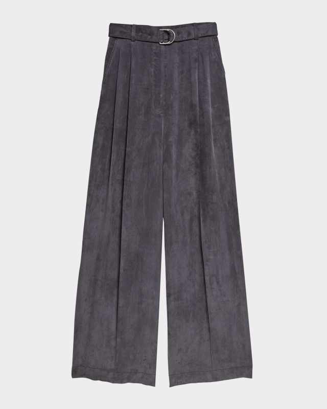 Fluid Wide-Leg Trousers with Belt